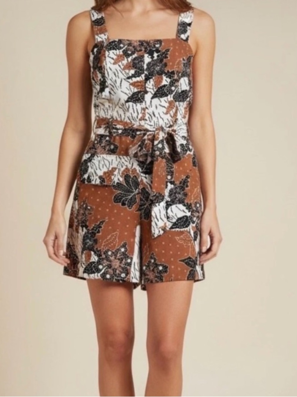 Anthro Belle Vere Linen Blend Romper Short